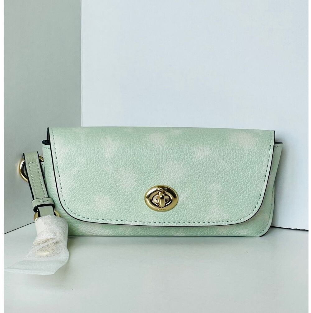 Coach CDY09 Pale Green Floral Leather Sunglasses Case
